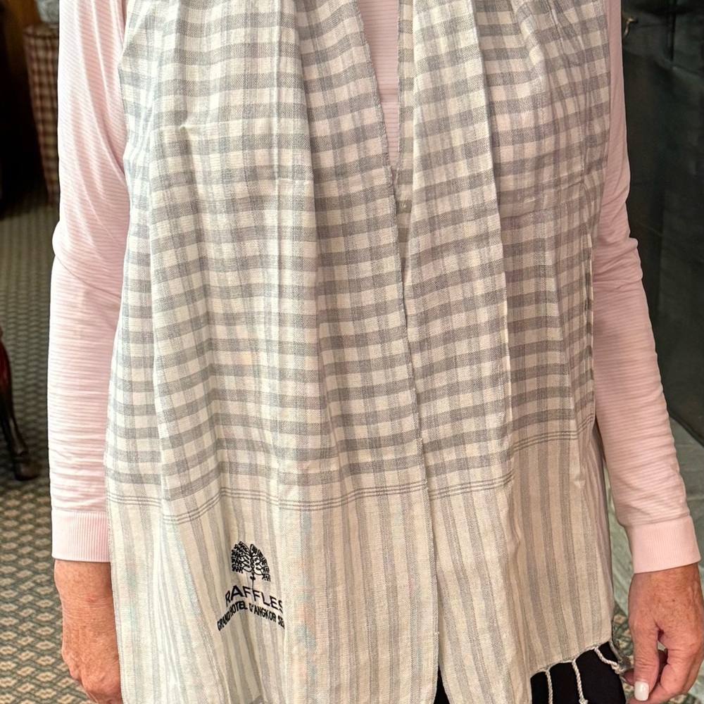 Gray and White Checkered Scarf